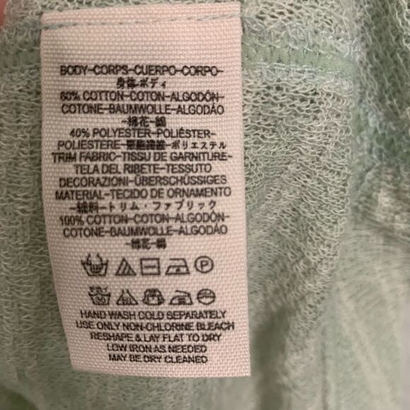 FREE PEOPLE: Woven Flower Embroidered Sleeveless V Neck Top in Mint Green. Sz L - Picture 10 of 10